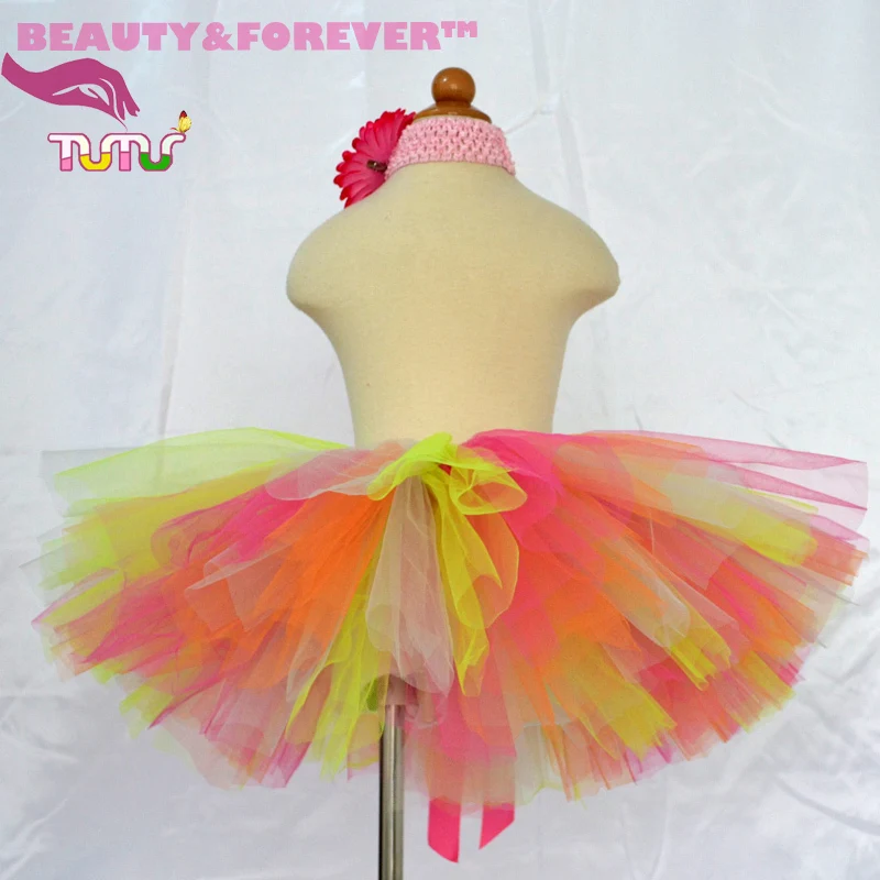 Ручной работы 3 слоев пушистые colorful rainbow велюр 1 T - 8Y девочки пачка юбка | Мать и