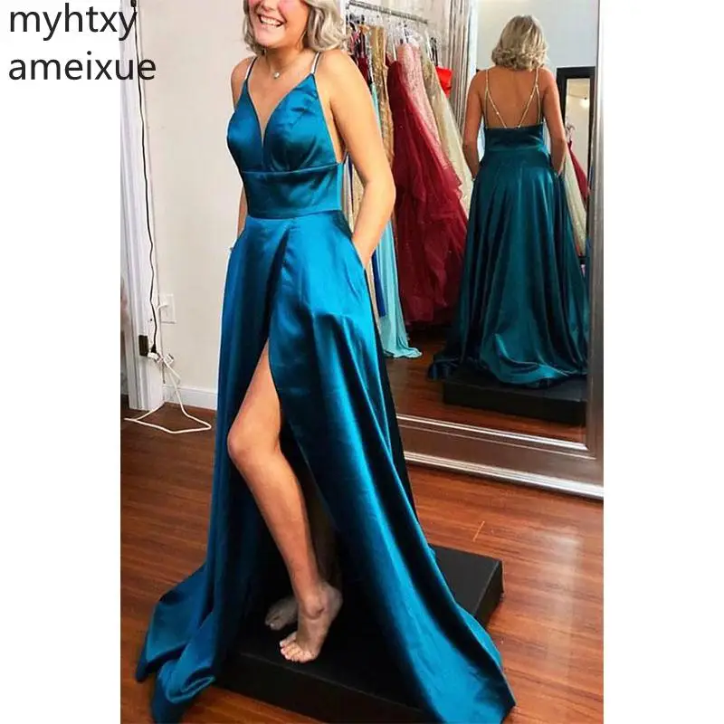 Сексуальное Королевское синее вечернее платье большого размера с открытой