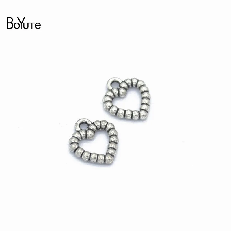 BoYuTe(100 шт./лот) металлический сплав подвеска в форме сердца Diy ручной работы аксессуары для изготовления ювелирных изделий - Окраска металла: 13x12MM-2MM Hole