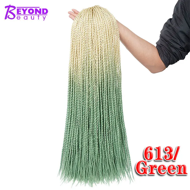 613-green Фиолетовый Синий Цвет Омбре Сенегальские крученые волосы 24 дюйма вязанные косы синтетические косички волосы для Африканской женщины оптом - Цвет: 613-green