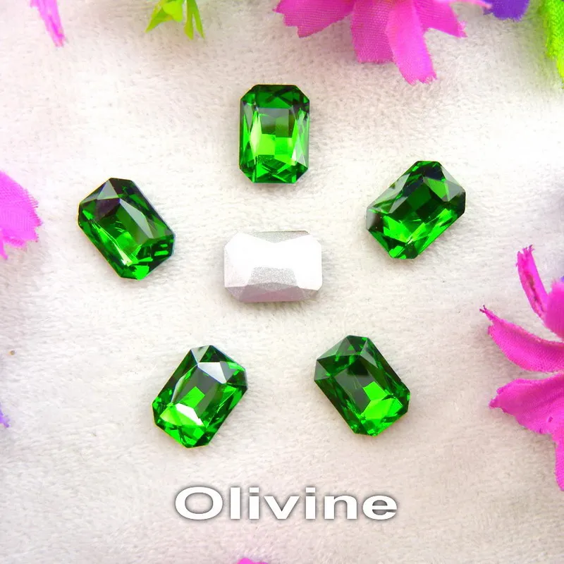 A6 Olivine Стеклянный кристалл 4*6 мм 6*8 мм 8*10 мм 10*14 мм 13*18 мм 18*25 мм 18*27 мм цвета прямоугольной формы клей на кристаллы бусины со стразами сделай сам - Цвет: A6 Olivine