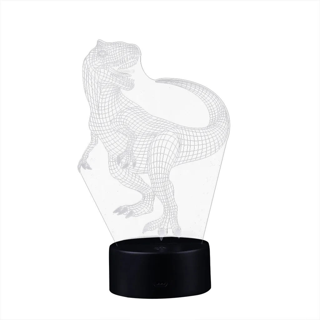 Black ISHOWTIENDA динозавр светодиодный 3D подсвечивающая лампа оптический настольная ночник с 7 цветов Изменение горячая распродажа - Испускаемый цвет: Black