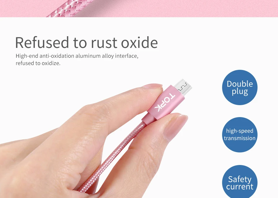 TOPK [3-Pack] Micro USB кабель в нейлоновой оплетке для синхронизации данных и зарядки USB кабель для samsung Xiaomi huawei Microusb Android устройства