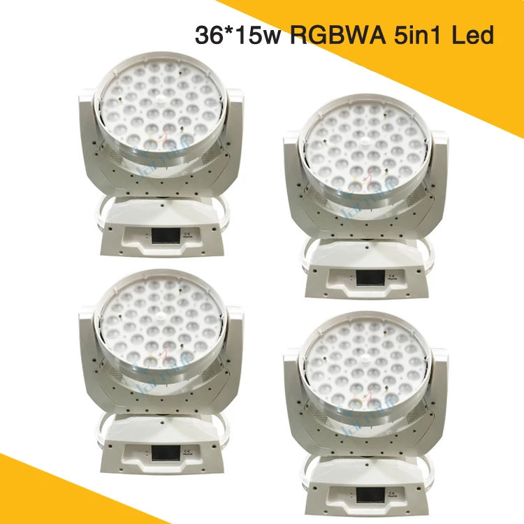

(4Pcs/Lot) White Housing 36*15w Led Zoom Wash Light RGBWA 5in1 Zoom Led Wash Moving Head Light For DJ Night Club Disco Bar Party