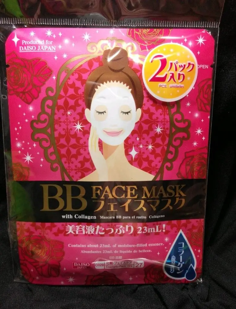 DAISO Япония BB маска для лица с коллагеном 2 шт влагозаполненная эссенция 23 мл|mask