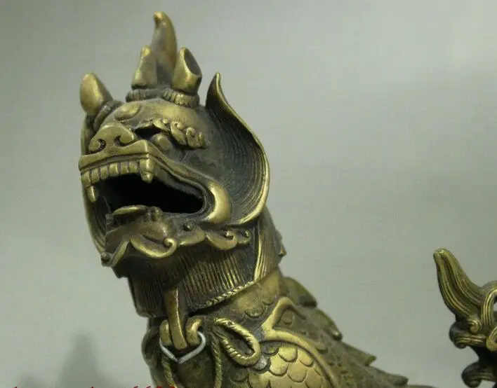 15 см Старый Китайский Фэншуй Kylin QiLin PiXiu Единорог статуя зверя фигурка|figurine metal|statue