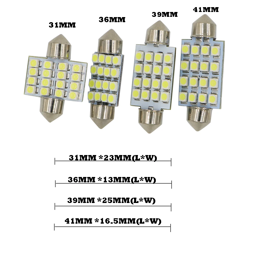 YSY 300x белый 31 мм 36 39 41 C5W 1210 16SMD гирлянда купол Светодиодная панель для автомобиля