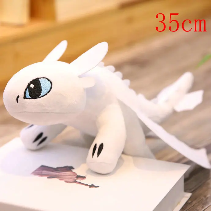 white 35cm Новинка, Как приручить дракона 3 скрытый мир, плюшевая игрушка, ваш беззубый светильник, Fury/Ночная Фурия, мягкие куклы, игрушки, детский подарок - Цвет: white 35cm