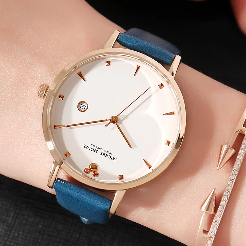 Женские наручные часы кварцевые женские из натуральной кожи Брендовые Часы Disney с