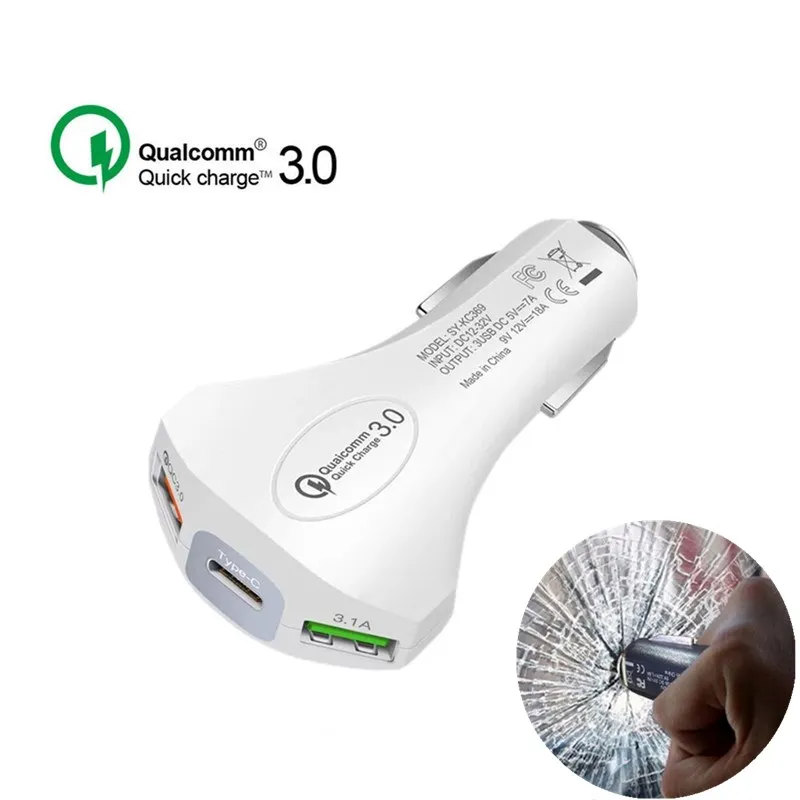 White Not Cable Быстрая зарядка быстрая QC 3,0 USB Автомобильное зарядное устройство/для мобильного телефона Xiaomi huawei Iphone быстрая PD автомобильное зарядное устройство для телефона/оконный выключатель - Тип штекера: White Not Cable
