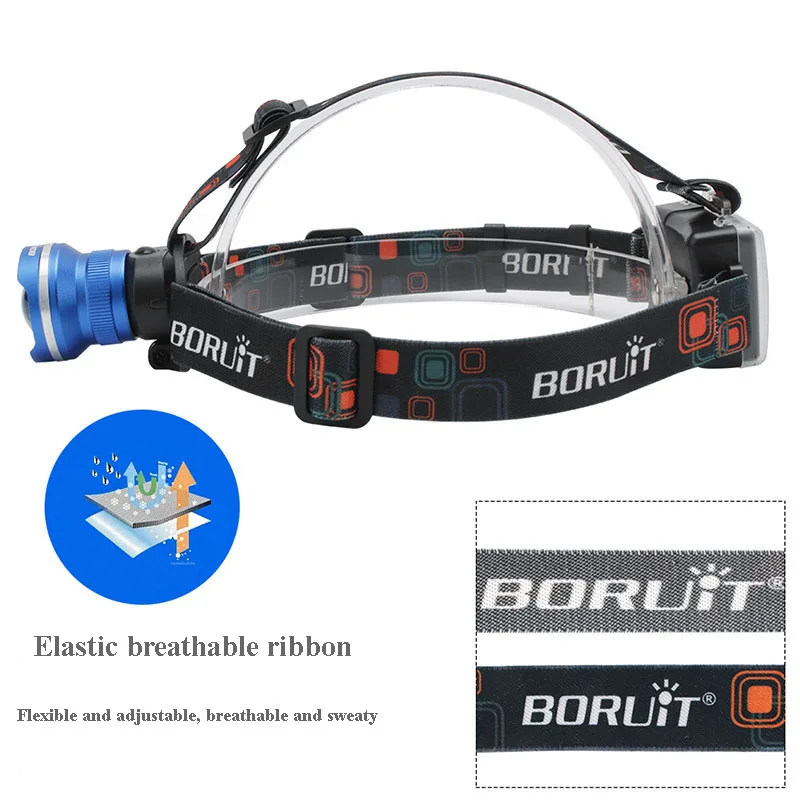 BORUIT RJ-2166 T6 1000 люмен 3-режимный масштабируемый светодиодный налобный фонарь(3xAA