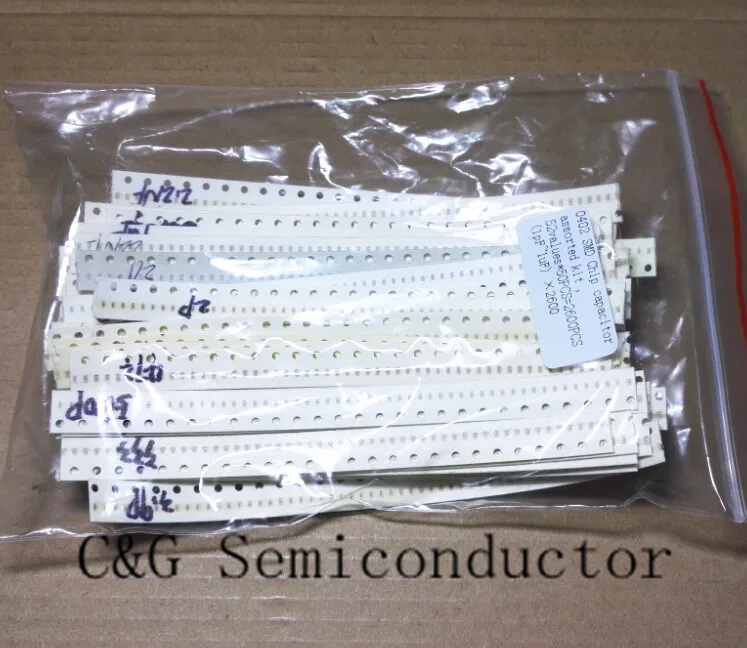 0402 SMD чип конденсатор набор в ассортименте 52 значения * 50 шт. = 2600 (1 пФ ~ 1 мкФ|capacitor assortment kit|assorted kitcapacitor |