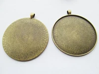 50pcs antique silverantique bronze round frame base bezel setting tray pendant charmfindingfit 50mm cabochoncameopicture