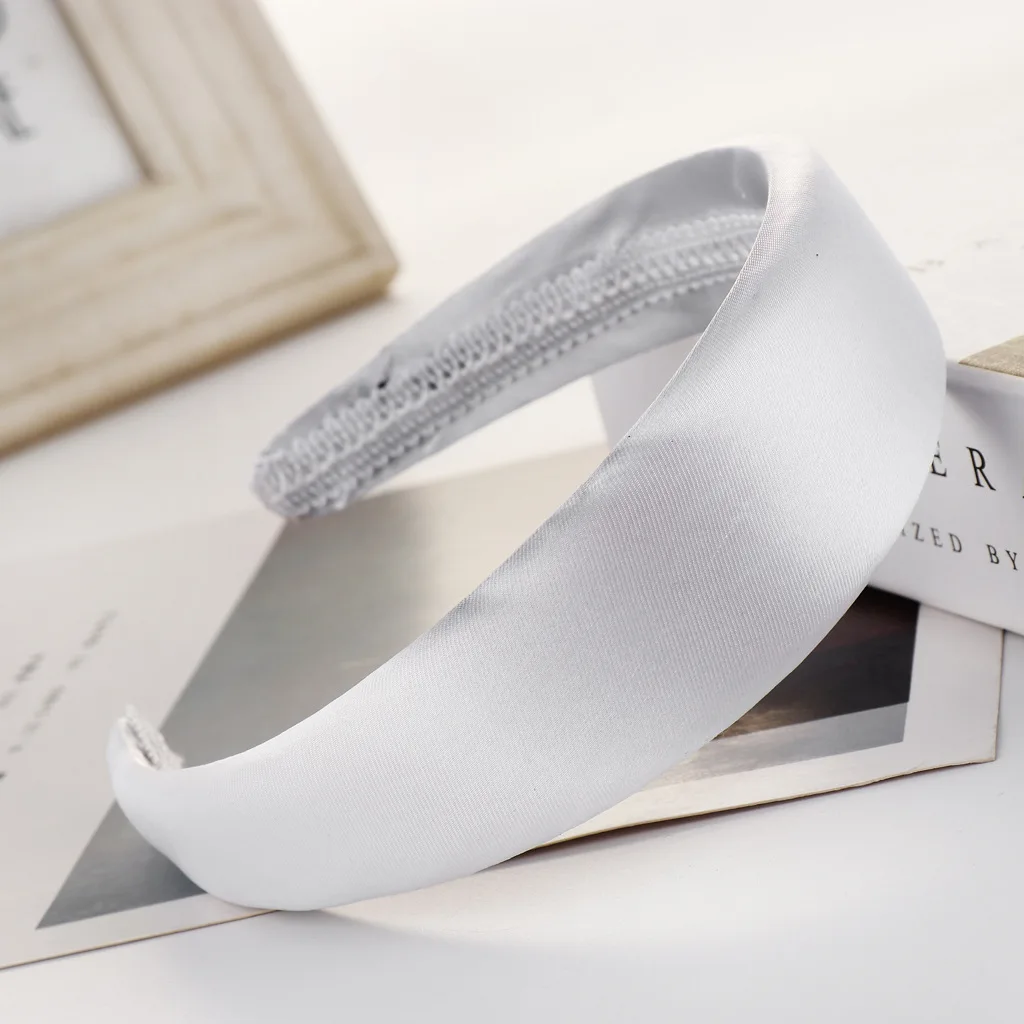 Женская модная губка для волос аксессуары сладкие девочки ободки 10 цветов головные уборы чистого цвета атласные ободки широкие головные обручи.