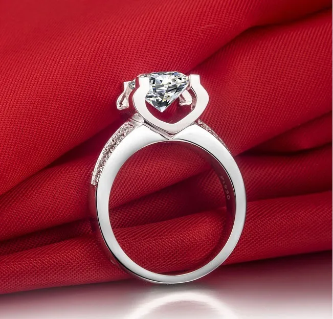 

Test Positive Certified 1Ct Moissanite Female Solid 14K White Gold Wedding Ring Diamond Brand Engagement Ring AU585 Stunning