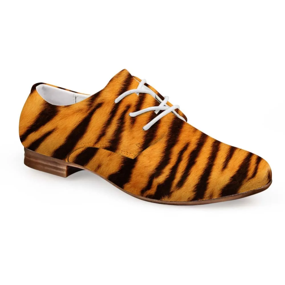 

Noisydesigns Women Oxfords shoes Tiger Zebra Leopard Print Female Casual Leather Derby shoe Girls Flat PU Business Dress Shoe