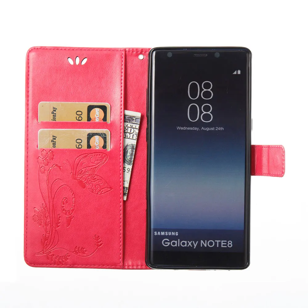 Для SAMSUNG J7 A9 A7 NOTE8 с рисунком бабочки откидной Чехол и кошелек подставкой для S9 PLUS