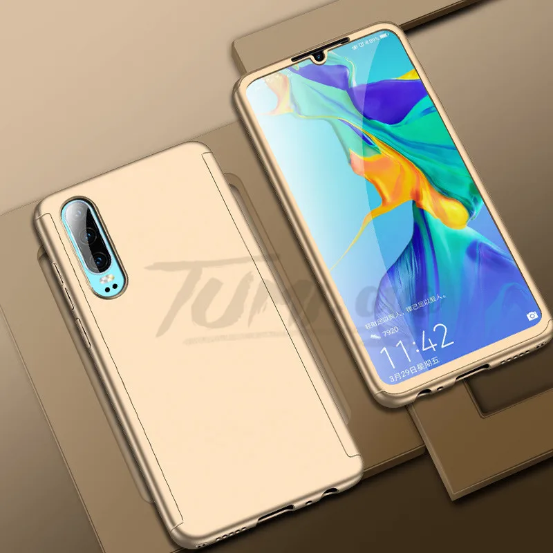 Золотой 360 Full Protective Phone Case for Huawei Y5 Y6 Y7 Y9 Prime P Smart Pluz Z P30 P20 Lite Pro Nova 2i 3 3i 4 Cover with Glass - Цвет: Золотой