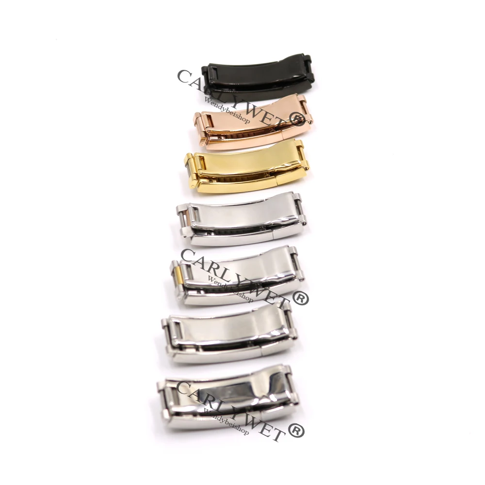 Rolamy 9mm x 9mm Brush Polish Stainless Steel Watch Buckle Glide Lock Clasp Steel For Watch Band Bracelet Straps Rubber