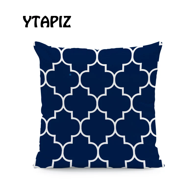 Синий фон Геометрическая Подушка набор фонарь линия волнистый узор квадратная