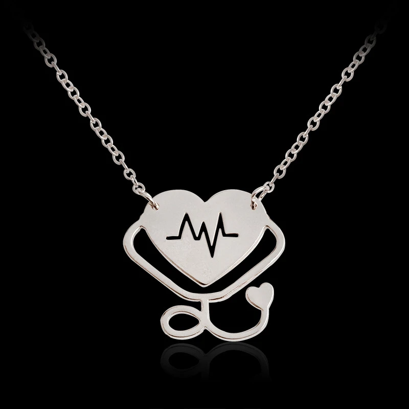 Ожерелье в виде стетоскопа ожерелье сердца унисекс золотое розовое