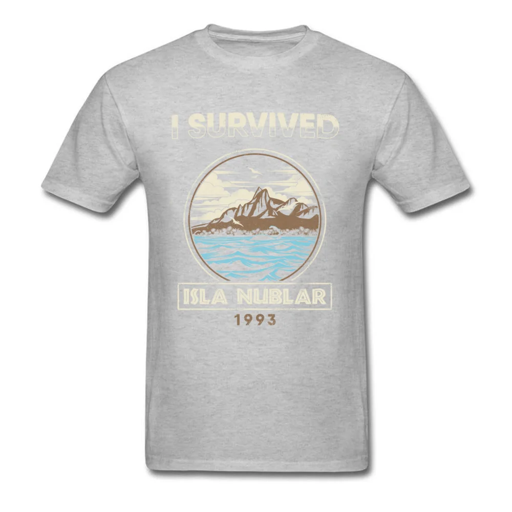 Серый Isla Nublar, 1993, футболка, Парк Юрского периода, футболка, Мужская футболка, черные топы, футболка, хлопковая одежда, винтажные Графические футболки для тренировок - Цвет: Серый