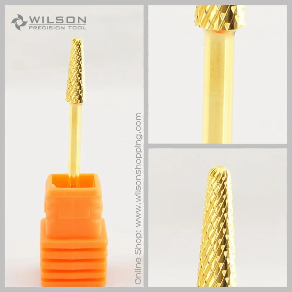 

2pcs - Cone Bits - Coarse (C-1140100) - Gold - WILSON Carbide Nail Drill Bit