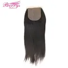 Berrys Fashion прямые бразильские вьющиеся волосы 4x4 на шелковой основе, 100% натуральные волосы для наращивания, естественный цвет