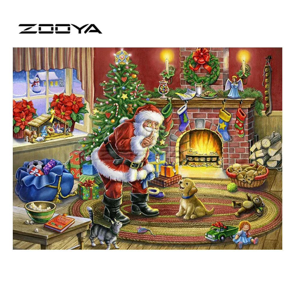 

ZOOYA Diamond Painting Christmas Cross Stitch Diamond Embroidery 5D Diamond Painting Full Drill Square Home Decoration F1106