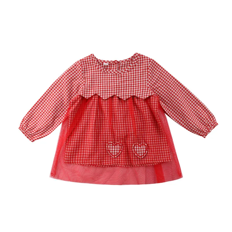 Sweet Autumn Dresses Red and White Chequered Long Sleeve Princess | Детская одежда и обувь