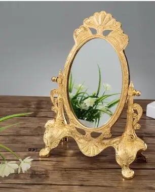gold color 1 Европейское 360 вращающееся серебряное/золотое настольное зеркало, цинковый сплав, металл, винтажное туалетное зеркало для дома свадебные декоративные зеркала - Цвет: gold color 1