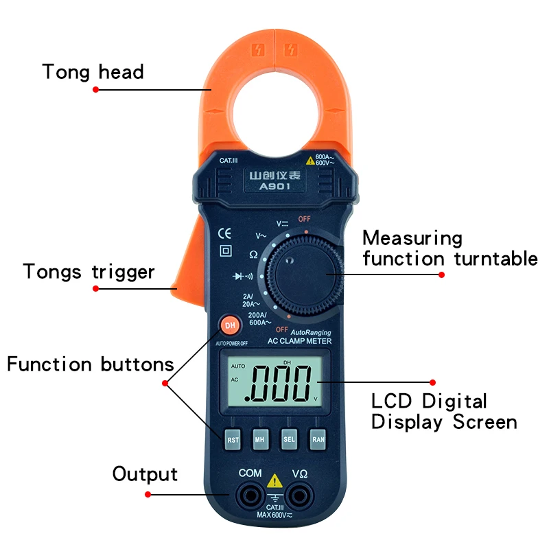 Ammeter Auto Range Digital Clamp Meter AC/DC Voltmeter Indicator Tester Analog Multimeter Professional AC Current Clamp Probes
