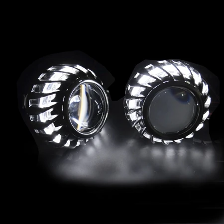 White Angel eyes 2,5 дюймов Мини hid линзы проектора bi xenon с DRL пожарные колеса ангельские глазки кожухи маска H4 H7 использовать h1 лампы модифицированный автомобиль в сборе - Цвет: White Angel eyes