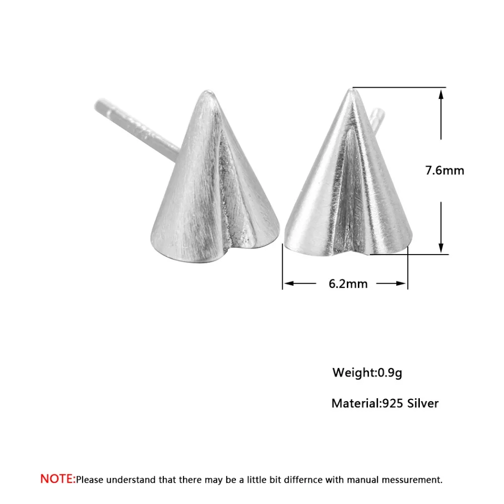 Kinitial Геометрическая коническая серьга 925 Серебряная заклепка серьги-гвоздики в