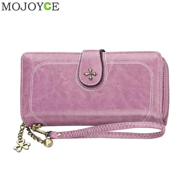 Purple Женские кошельки большой емкости, женские кошельки из спилка, длинный клатч, Дамский кошелек на молнии, кошелек для денег, кошелек для телефона, держатель для карт - Цвет: Purple