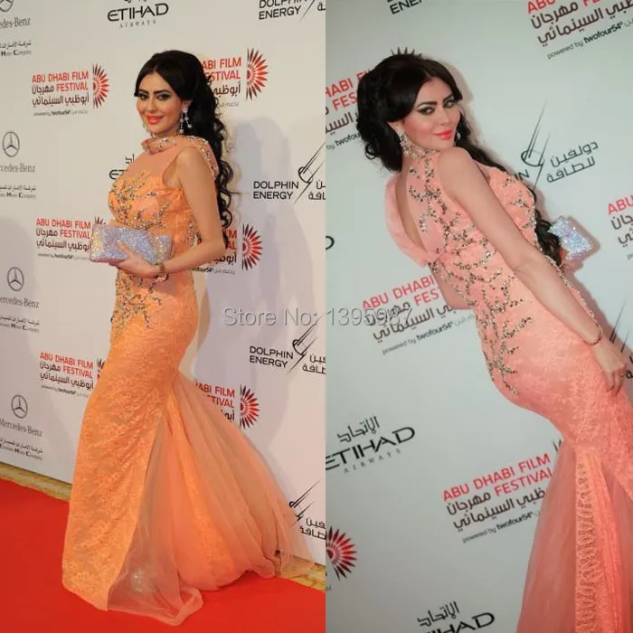 

Saudi Arabic Mermaid Sexy Evening Dresses celebrity Dress Sleeveless Beads High neck formal Evening Gowns 2015 New arrival AX096