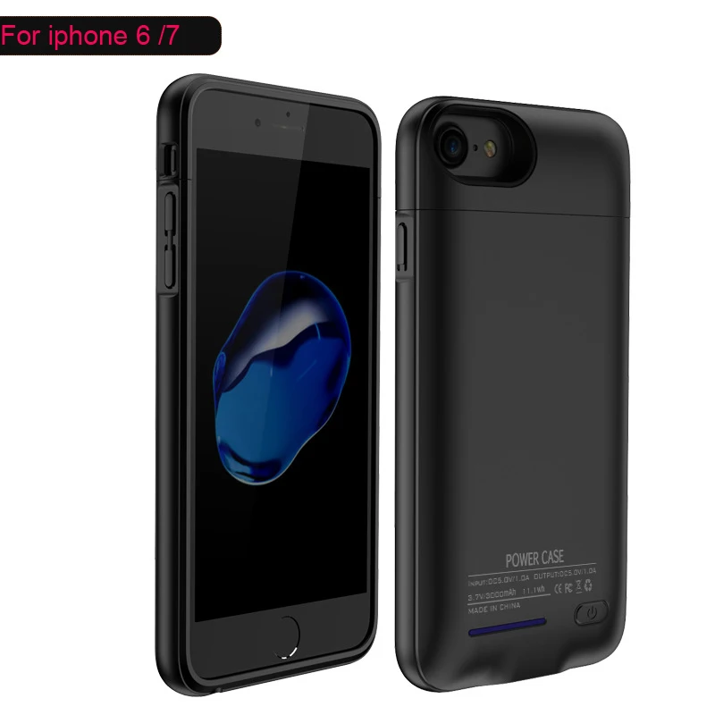 black for 6 7 Чехол для внешнего зарядного устройства для iPhone 6, 6s, 7 plus, мобильный телефон, Дополнительный внешний аккумулятор, чехол для зарядки, встроенный металлический лист - Цвет: black for 6 7