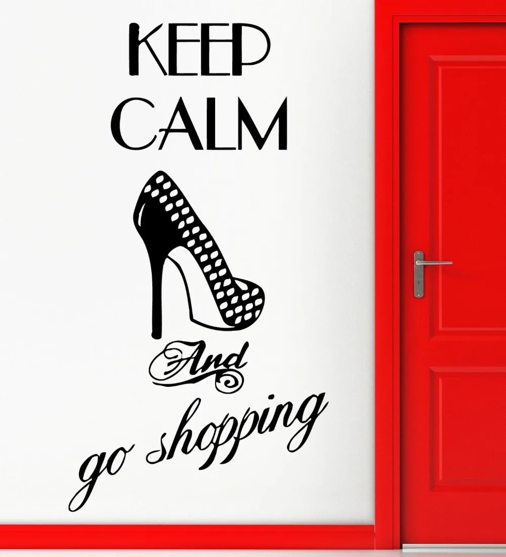 Наклейки на стену виниловые наклейки Модные цитаты для девочек Keep Calm Go Shopping|quotes for