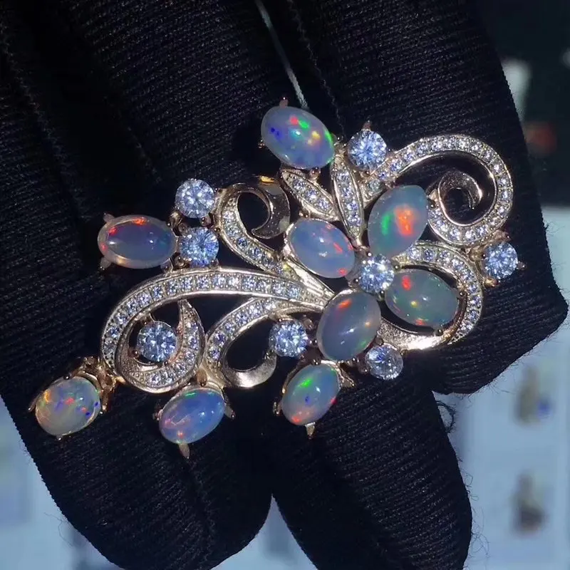 Женская Вечерние шь из серебра 925 пробы с опалом 4 Х6 мм|fine jewelry|jewelry broochjewelry fashion |