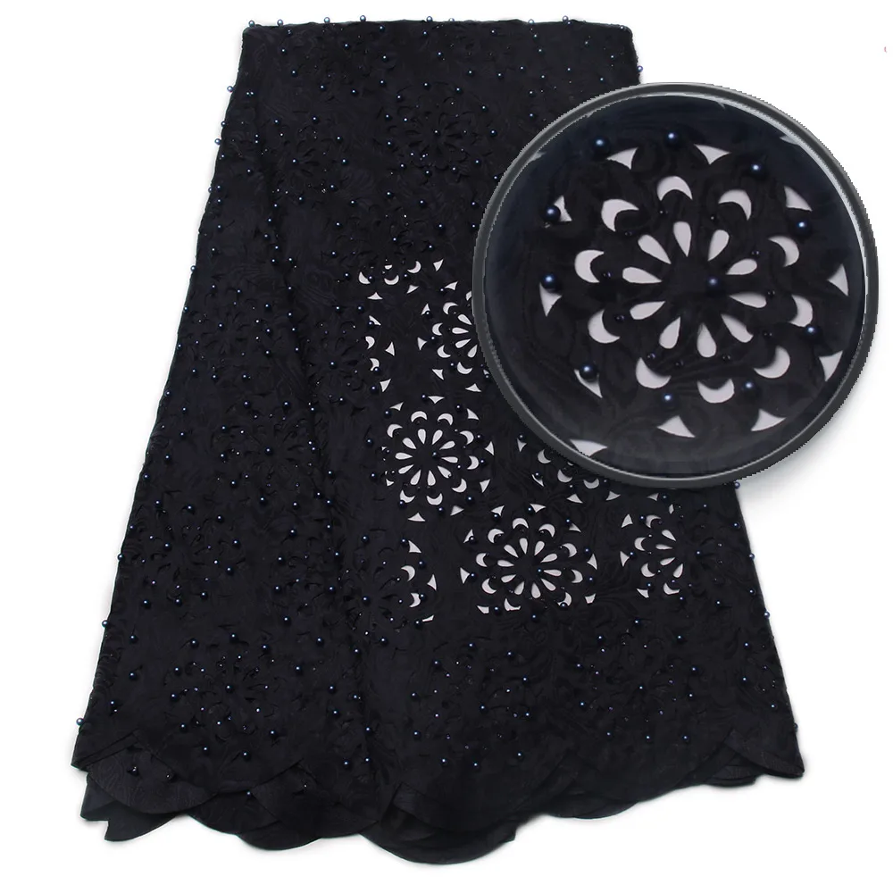 2019 High Quality Gold African Lace Fabric French Swiss Voile Laces in Switzerland Cotton with Stones Beads KS829B | Аксессуары для