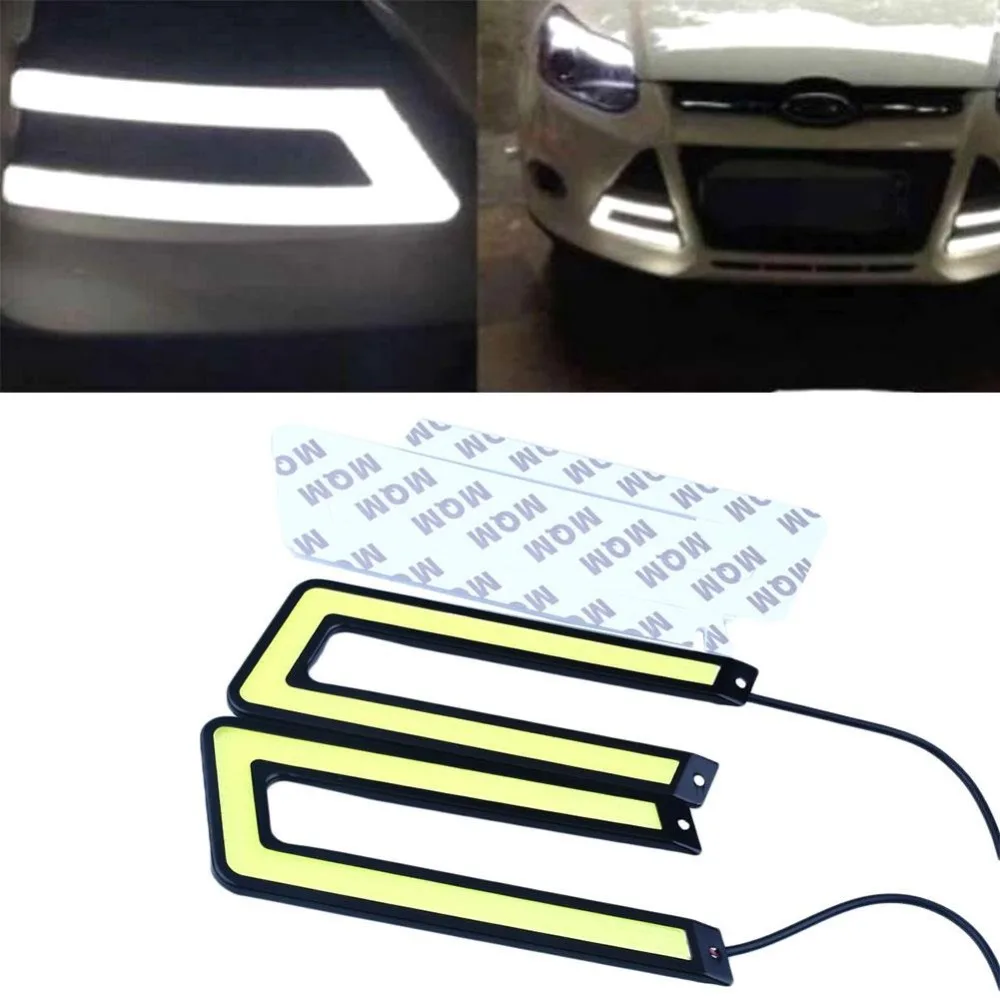 DC 12V 6000K 2 шт. автомобильные белые COB светодиоды дневные ходовые огни DRL