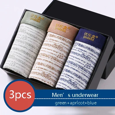 Jerrinut 3 Pcslot Мужское нижнее белье Боксеры Трусы Человек Боксер бренд модальные полосы плюс размеры XXL мужской Calecon Homme трусы боксеры трусы мужские мужские трусы нижнее белье трусы мужские боксеры боксеры му - Цвет: greenapricotblue