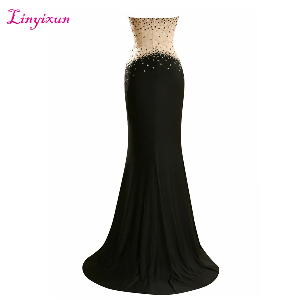 Платье Linyixun для выпускного бала длинное вечернее платье с аппликацией из бусин