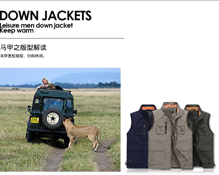 Men Multi-pocket Vest men 5XL 6XL Waistcoat Jackets Fashion Multipockets Men Vest Vintage Waterproof Vest colete masculino