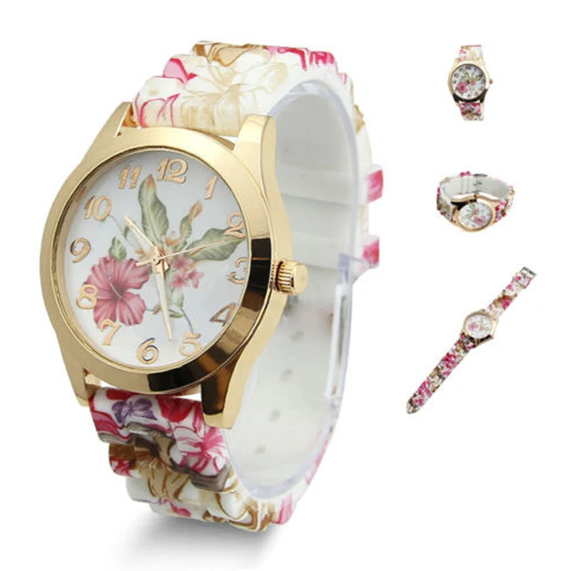 1 шт цветные часы синего и белого цвета с цветочным принтом фарфора | Наручные