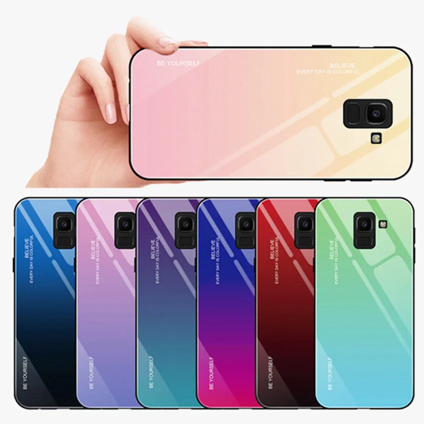 Чехол из закаленного стекла для телефона Samsung Galaxy S8 S9 S10 Plus A5 2017 A7 A6 A8 J4 J6 J8 2018 Note 8 9