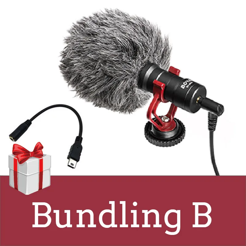 Bundling B BOYA BY-MM1 компактный накамерный видео микрофон Youtube Vlogging Запись микрофон для IPhone Nikon Canon DSLR камеры видеокамеры - Цвет: Bundling B