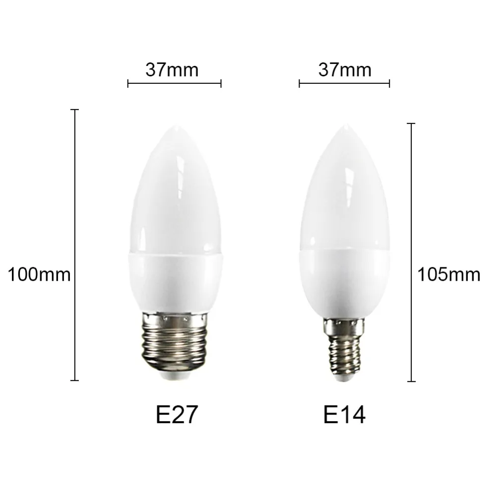 

LED Candle Light Bulb E14 Small Screw Tip Light Bulb E27 Downlight Chandelier Table Lamp 3W