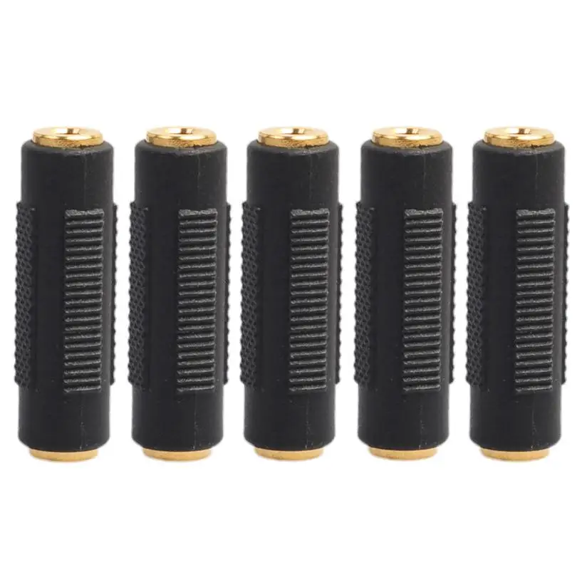 HL 2017 5 Pcs 3.5mm Stereo Audio Gold Plated Female To Jack Coupler Adapter Black oct17 |