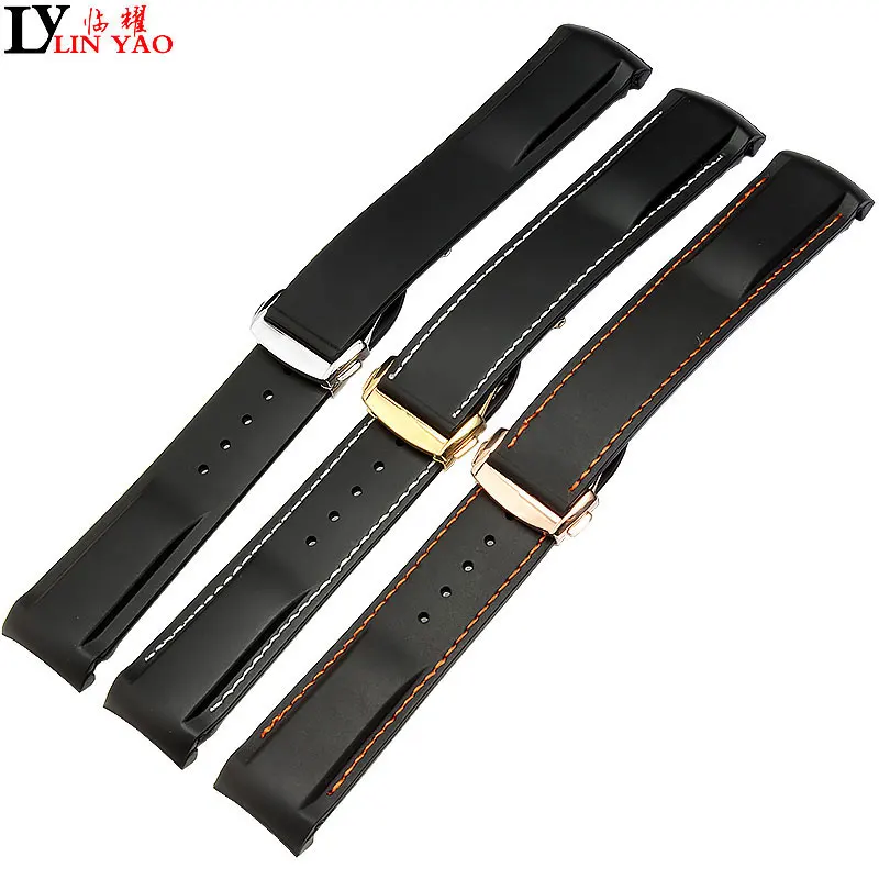 

Diving Curved End Silicone Rubber Watch Straps Deployment Buckle 20mm 22mm for Omega Seamaster Ocean Strap Bracelet Free tools